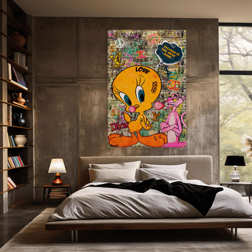 Leinwandbild - PINK PANTHER - YELLOW IS THE NEW PINK