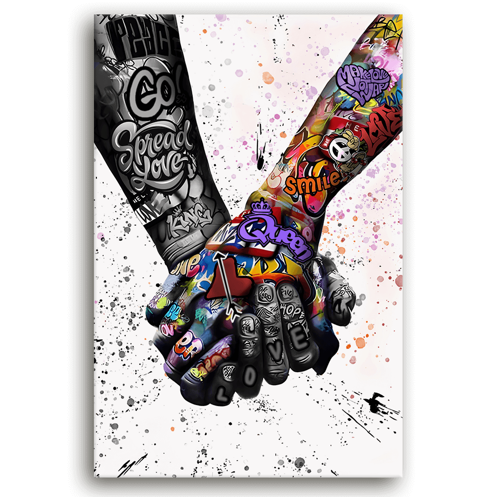 Leinwandbild - GRAFFITI HÄNDE - HOLDING HANDS