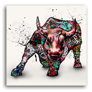 Leinwandbild - STIER GRAFFITI - WORK LIKE A BULL