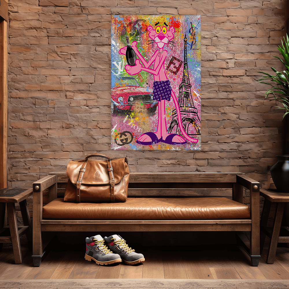 Leinwandbild - PINK PANTHER - CHAMPAGNER IN PARIS