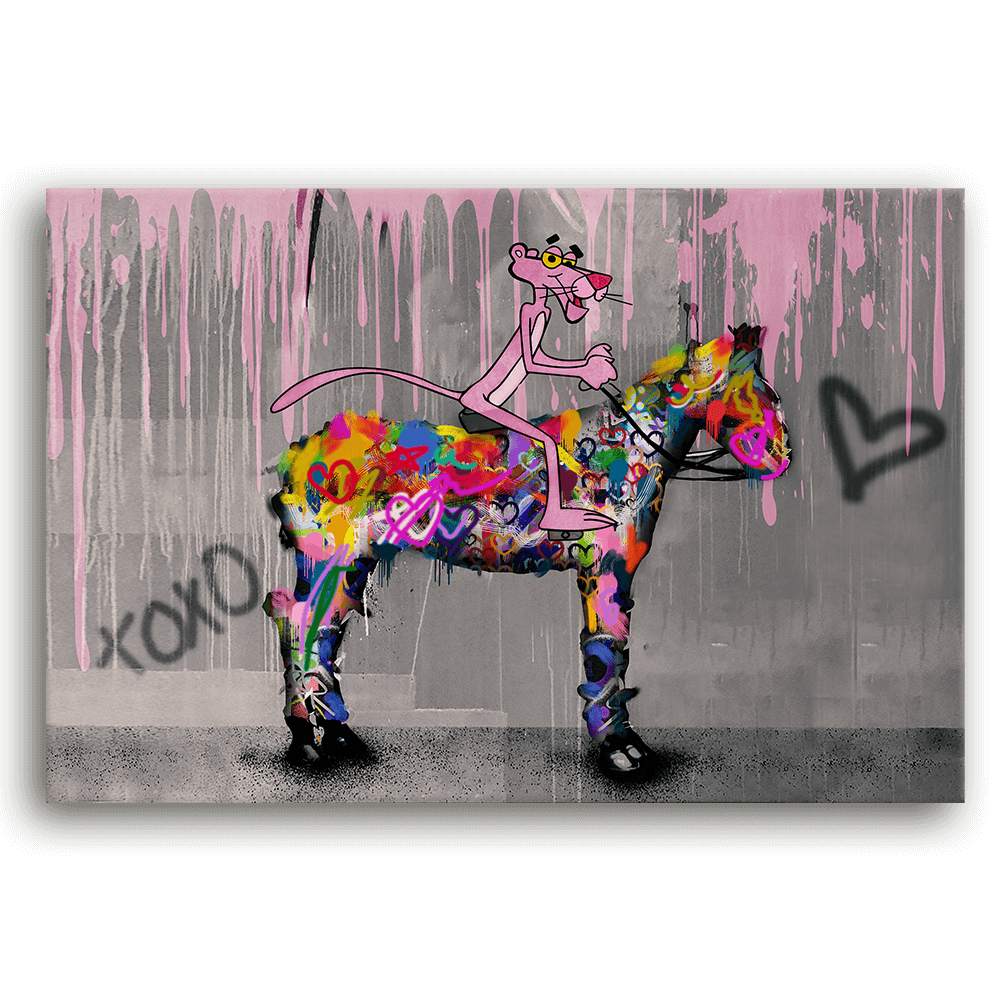 Leinwandbild - PINK PANTHER - LIEBT PFERDE
