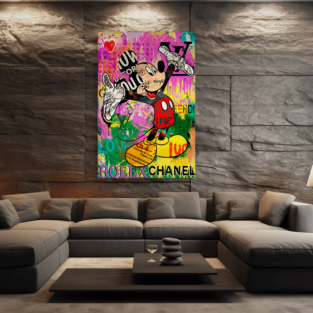 Leinwandbild - MICKEY MEETS BANKSY - READ MY HANDS