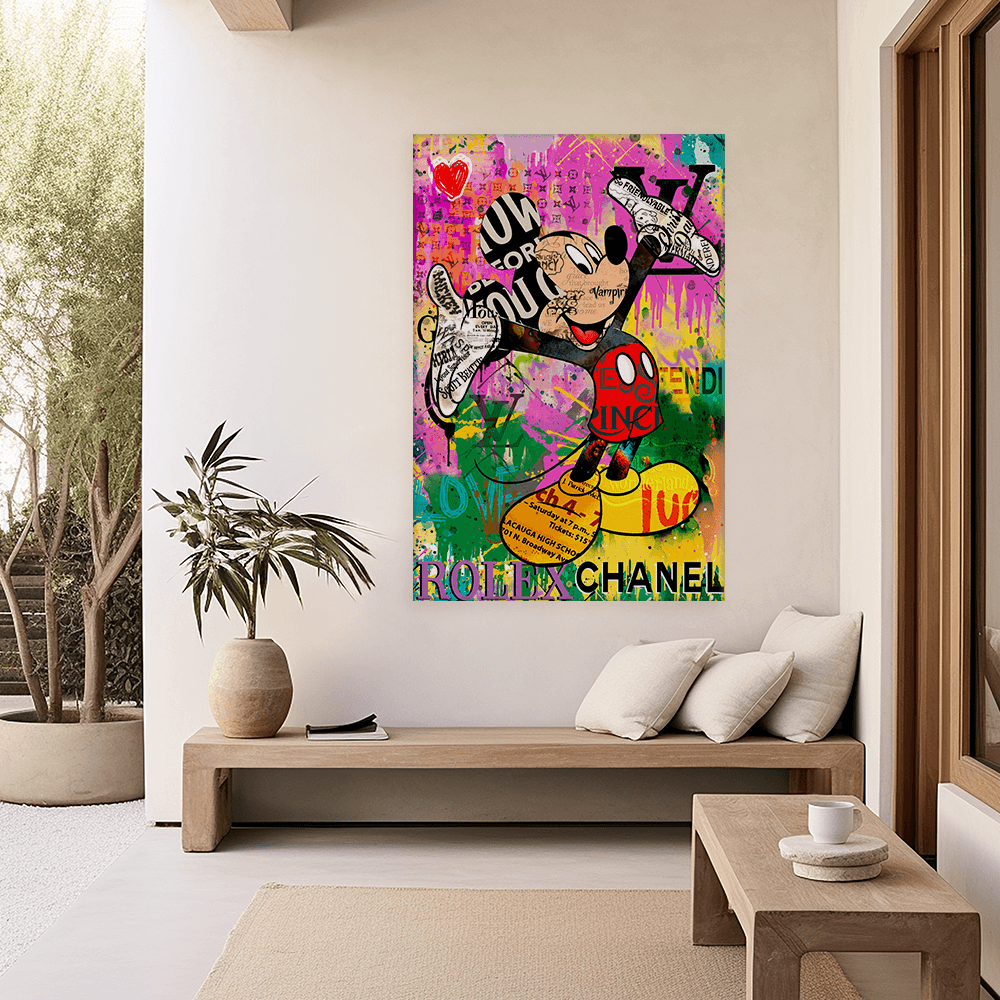 Leinwandbild - MICKEY MEETS BANKSY - READ MY HANDS
