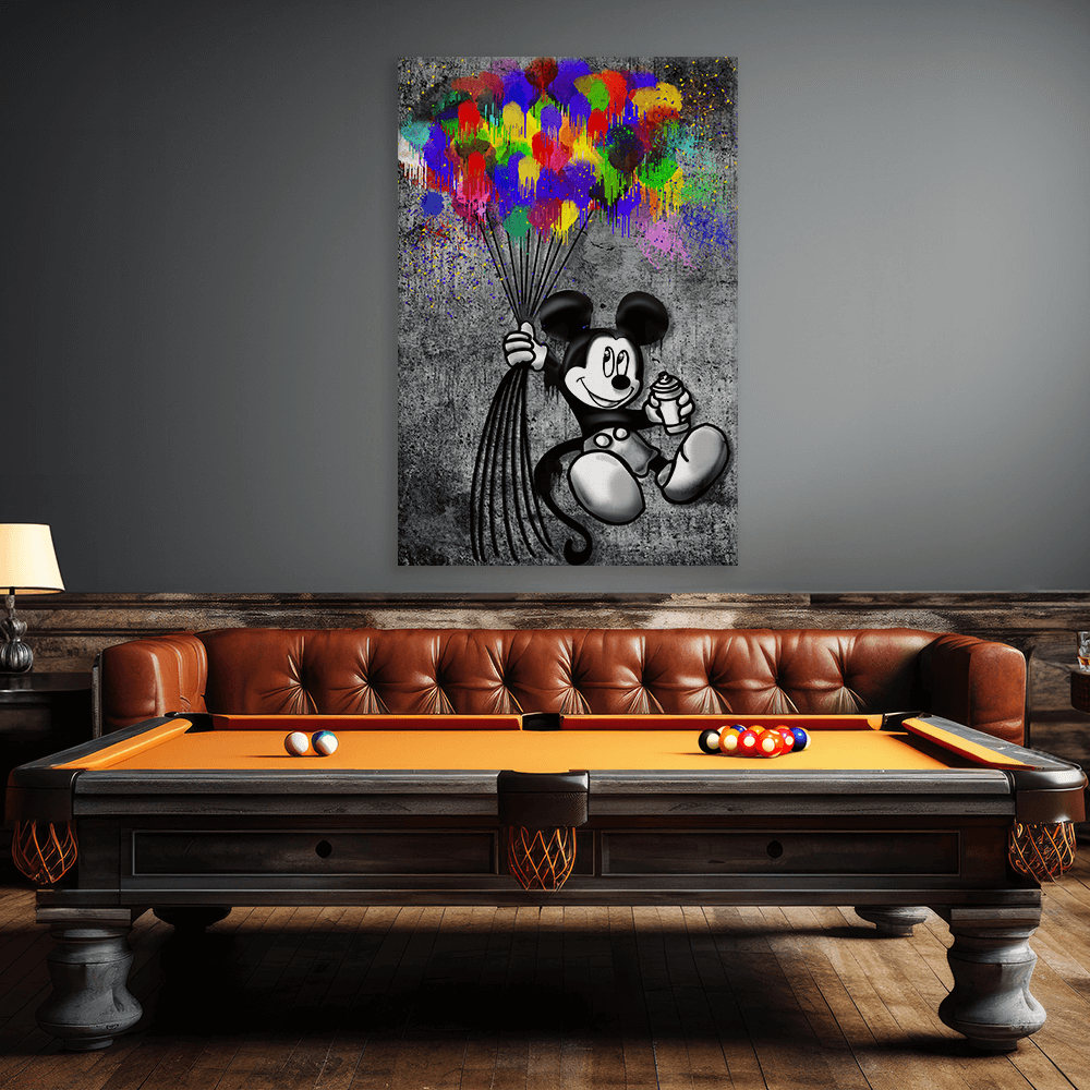 Leinwandbild - MICKEY MEETS BANKSY - GRAFFITY BALLONS