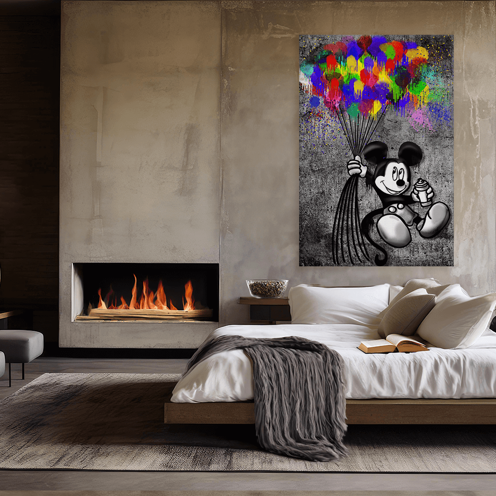 Leinwandbild - MICKEY MEETS BANKSY - GRAFFITY BALLONS