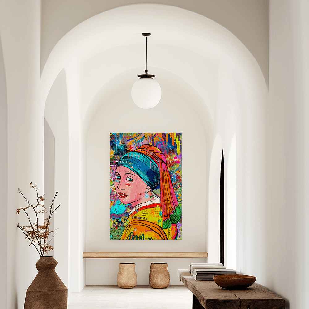 Leinwandbild - VERMEER POP ART - DAS MÄDCHEN MIT DEM PERLENOHRRING