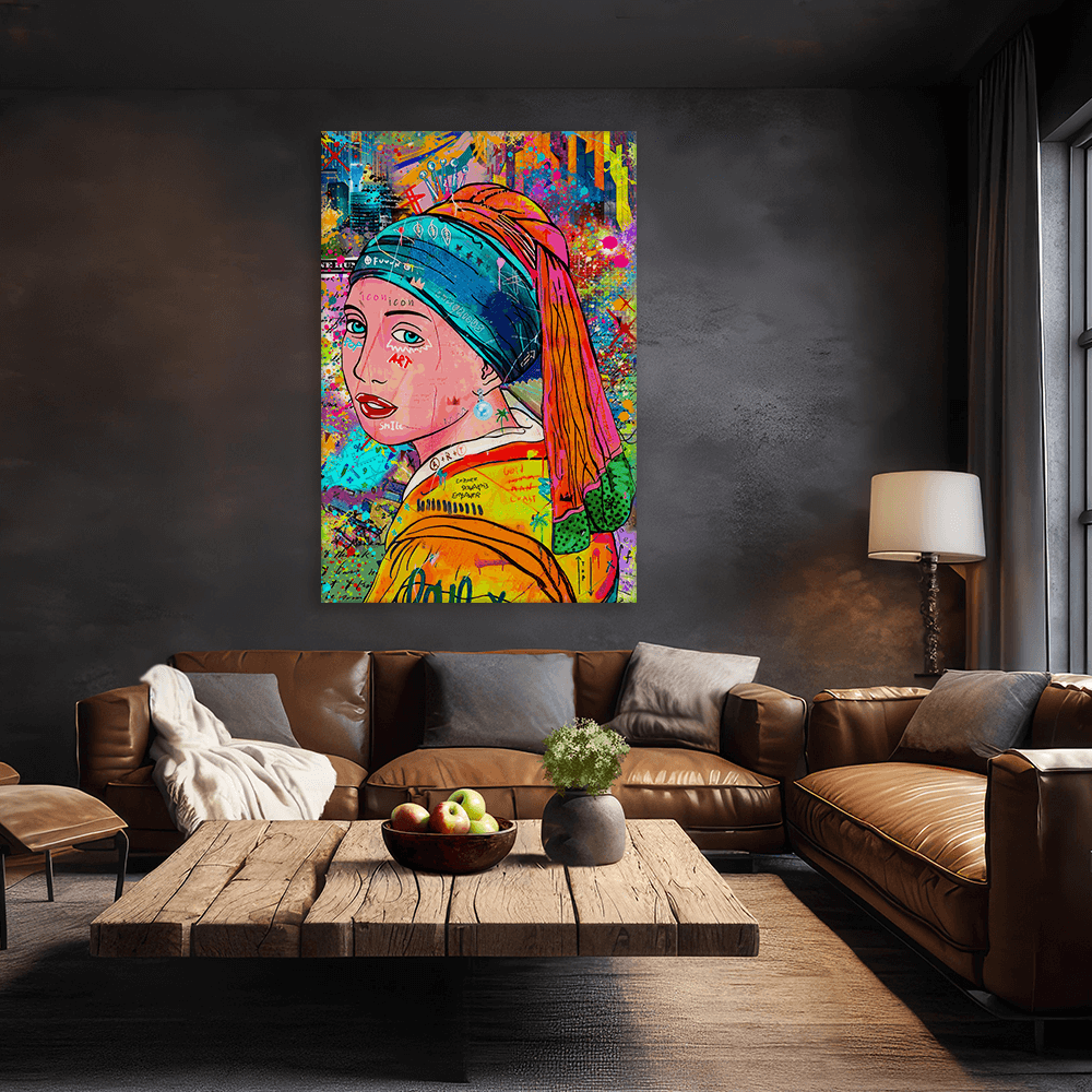 Leinwandbild - VERMEER POP ART - DAS MÄDCHEN MIT DEM PERLENOHRRING