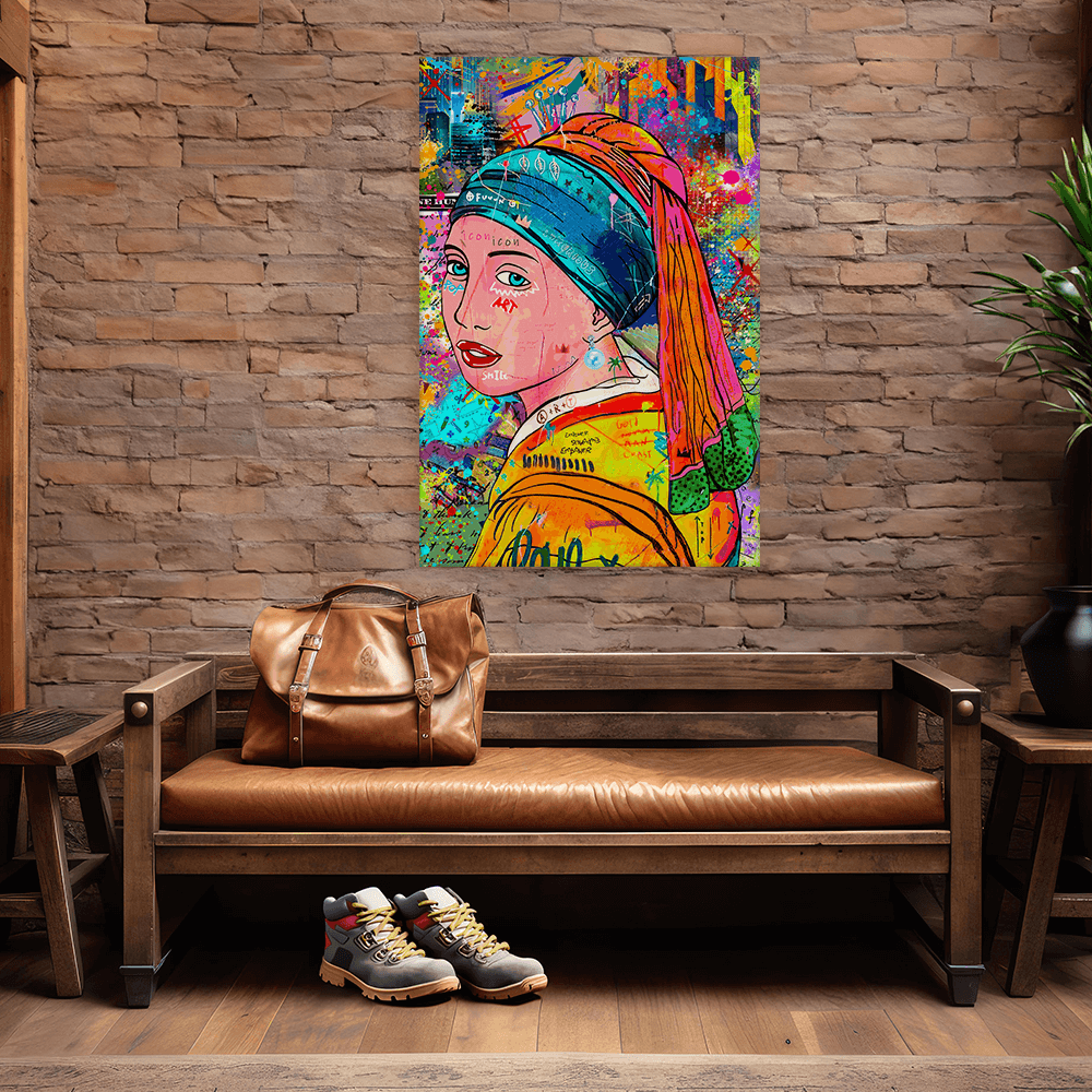 Leinwandbild - VERMEER POP ART - DAS MÄDCHEN MIT DEM PERLENOHRRING