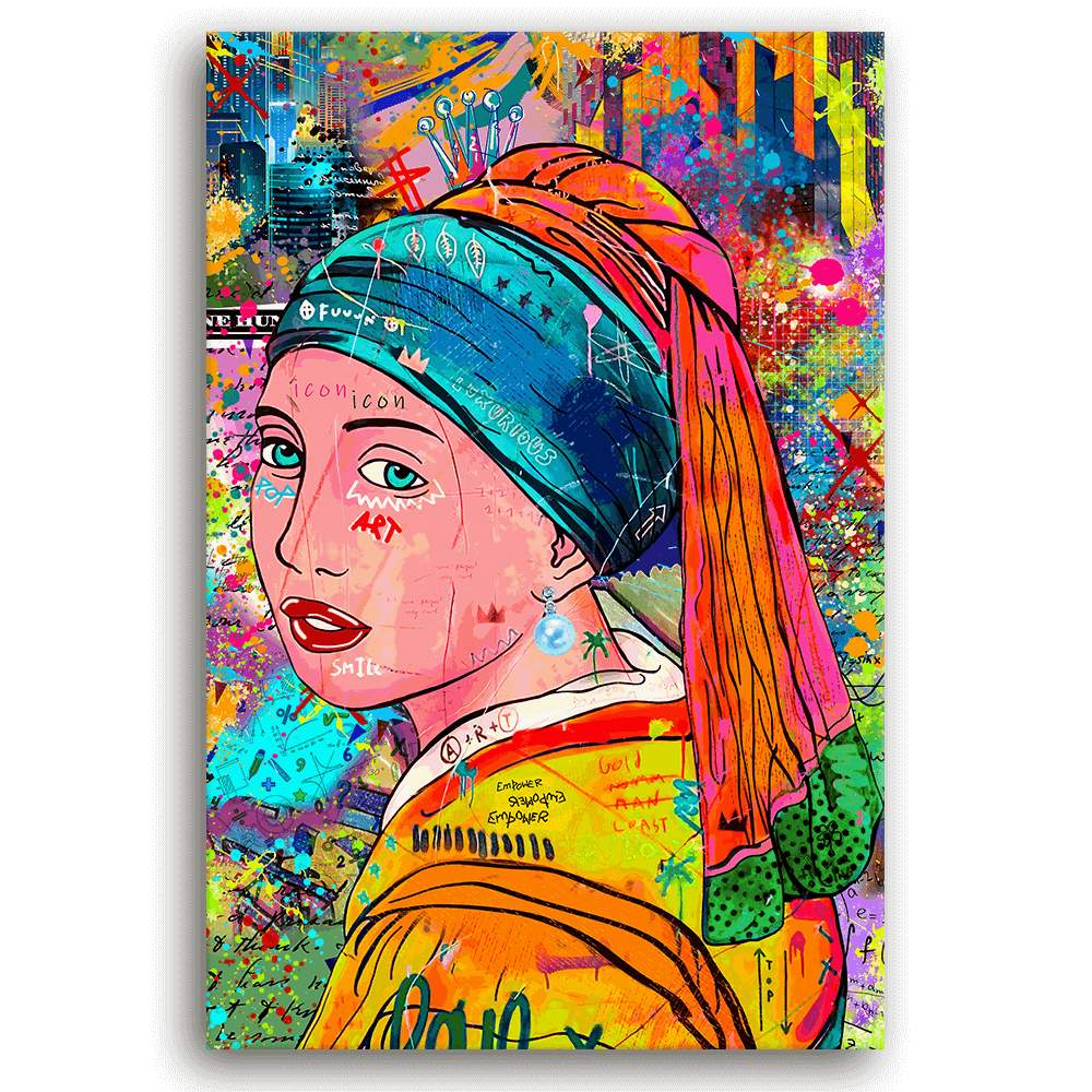 Leinwandbild - VERMEER POP ART - DAS MÄDCHEN MIT DEM PERLENOHRRING