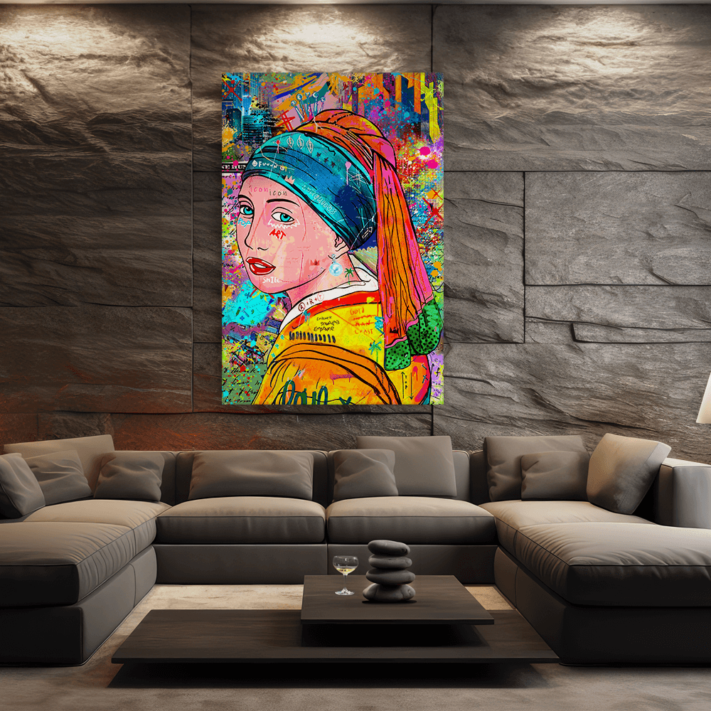 Leinwandbild - VERMEER POP ART - DAS MÄDCHEN MIT DEM PERLENOHRRING