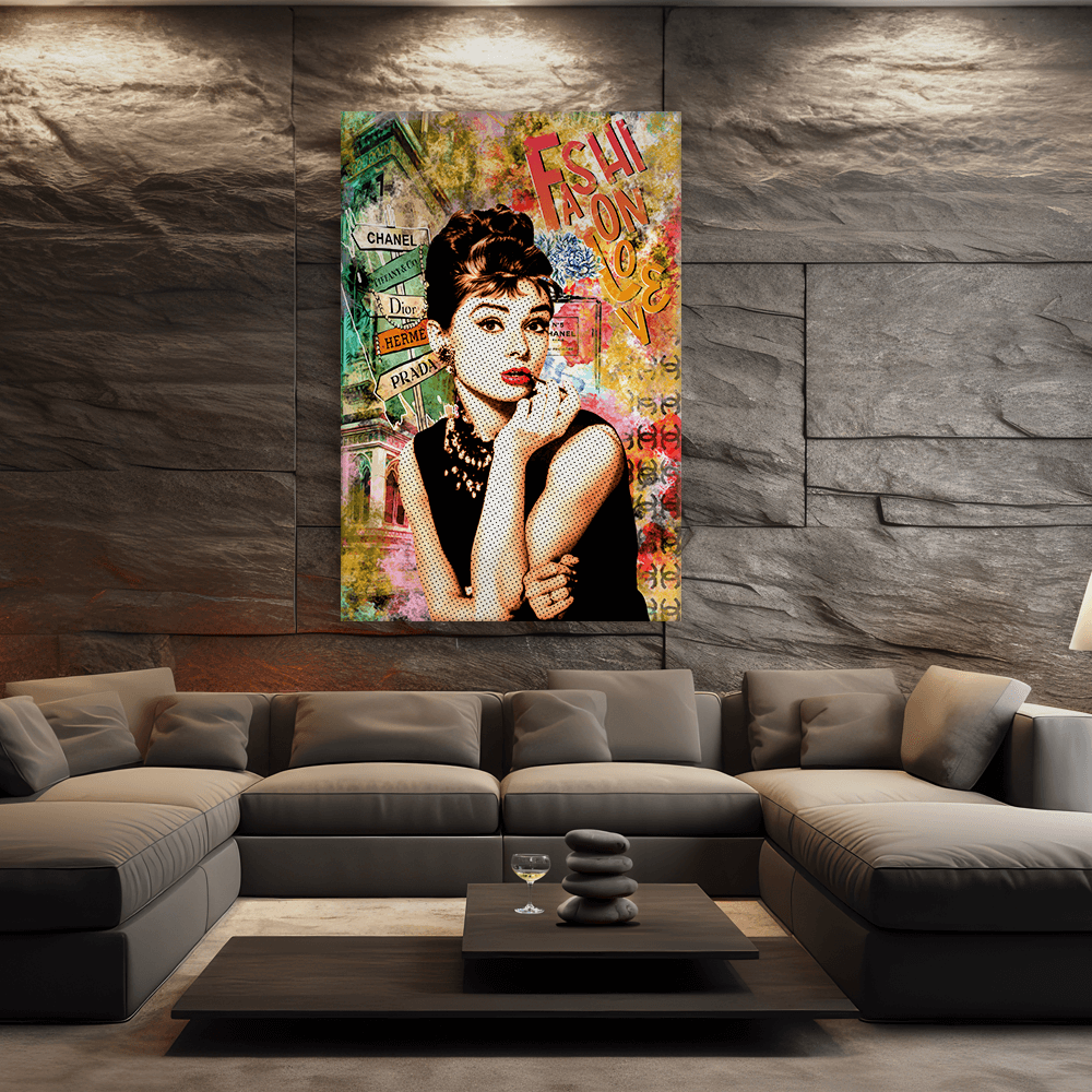 Leinwandbild - AUDREY HEPBURN POP ART - FASHION LOVE