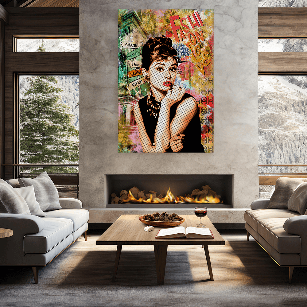 Leinwandbild - AUDREY HEPBURN POP ART - FASHION LOVE