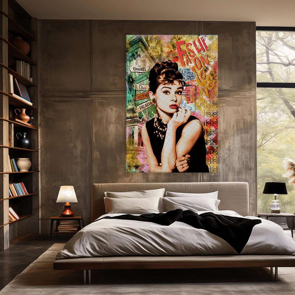 Leinwandbild - AUDREY HEPBURN POP ART - FASHION LOVE