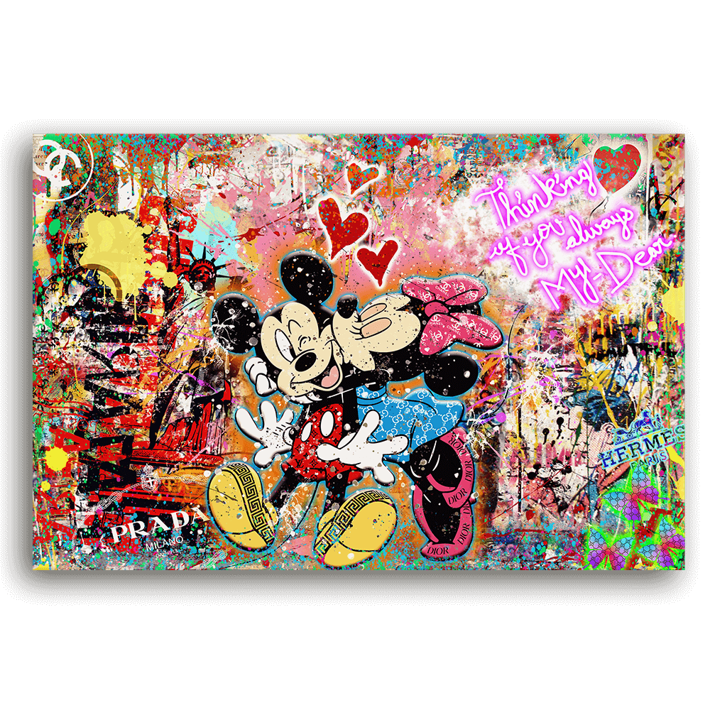 Leinwandbild - MICKEY MEETS BANKSY - LOVE IS ALL WE NEED No. 2