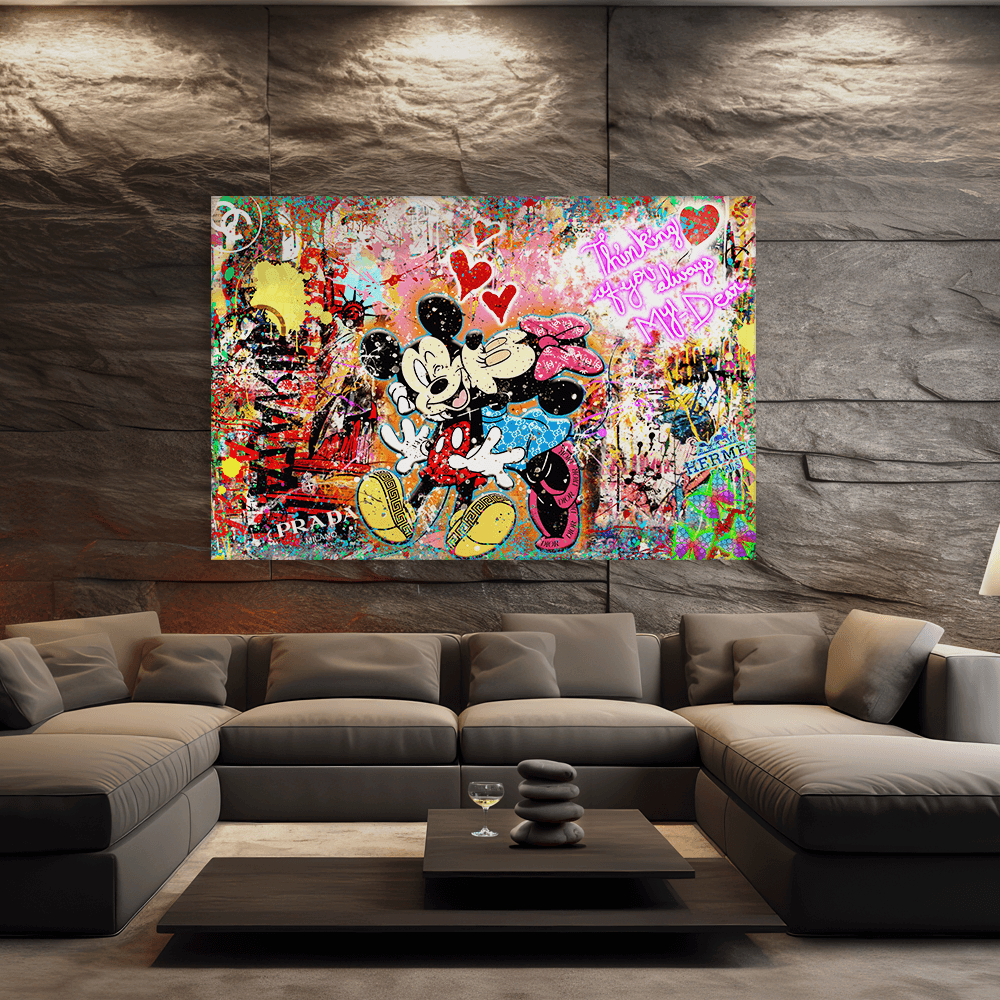 Leinwandbild - MICKEY MEETS BANKSY - LOVE IS ALL WE NEED No. 2