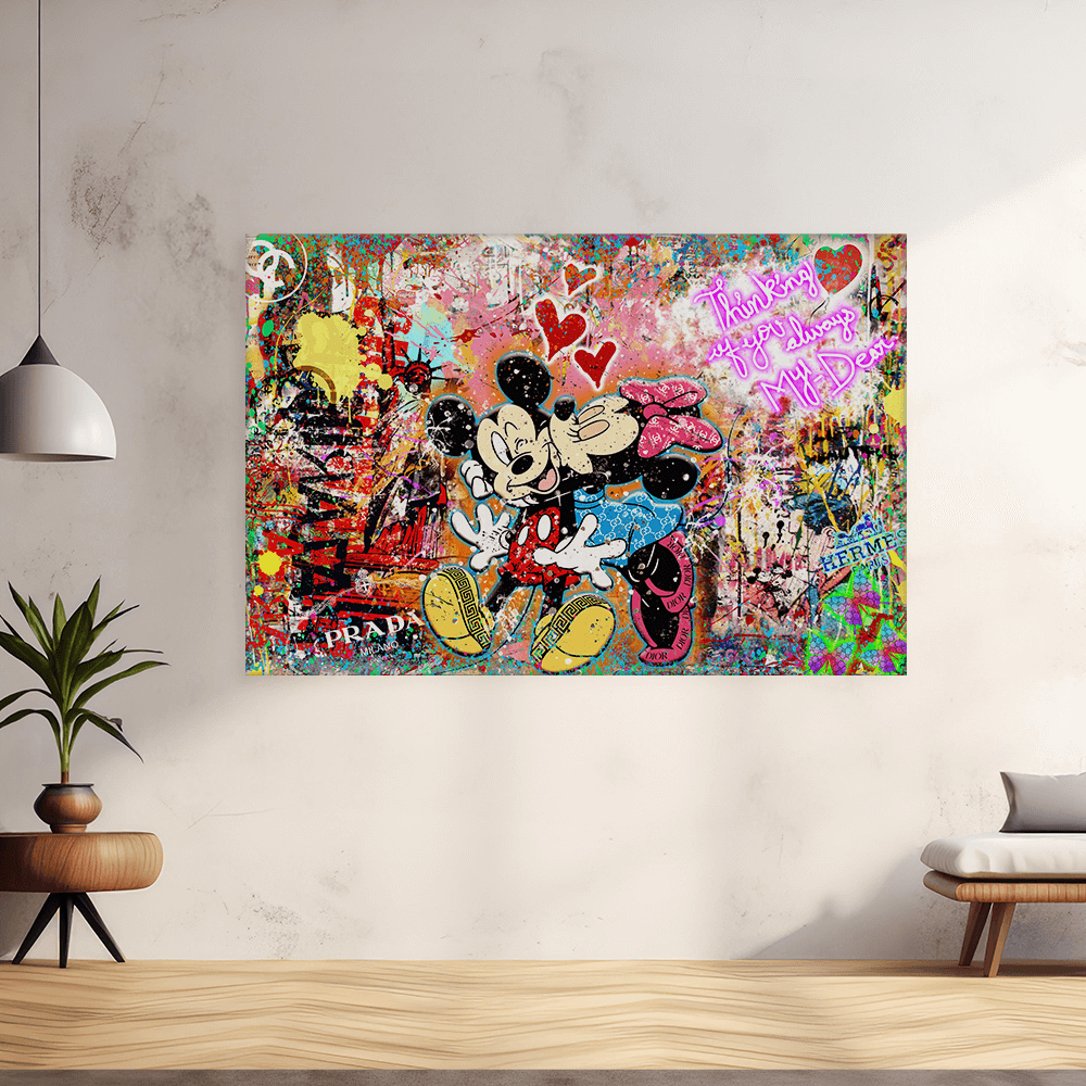Leinwandbild - MICKEY MEETS BANKSY - LOVE IS ALL WE NEED No. 2