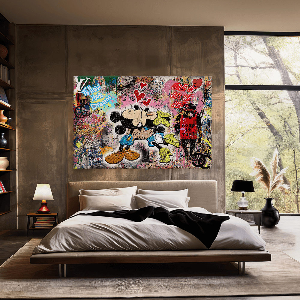 Leinwandbild - MICKEY MEETS BANKSY - LOVE IS ALL WE NEED No. 3