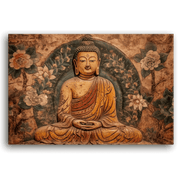 Leinwandbild - Buddha Bowo Holzrelief