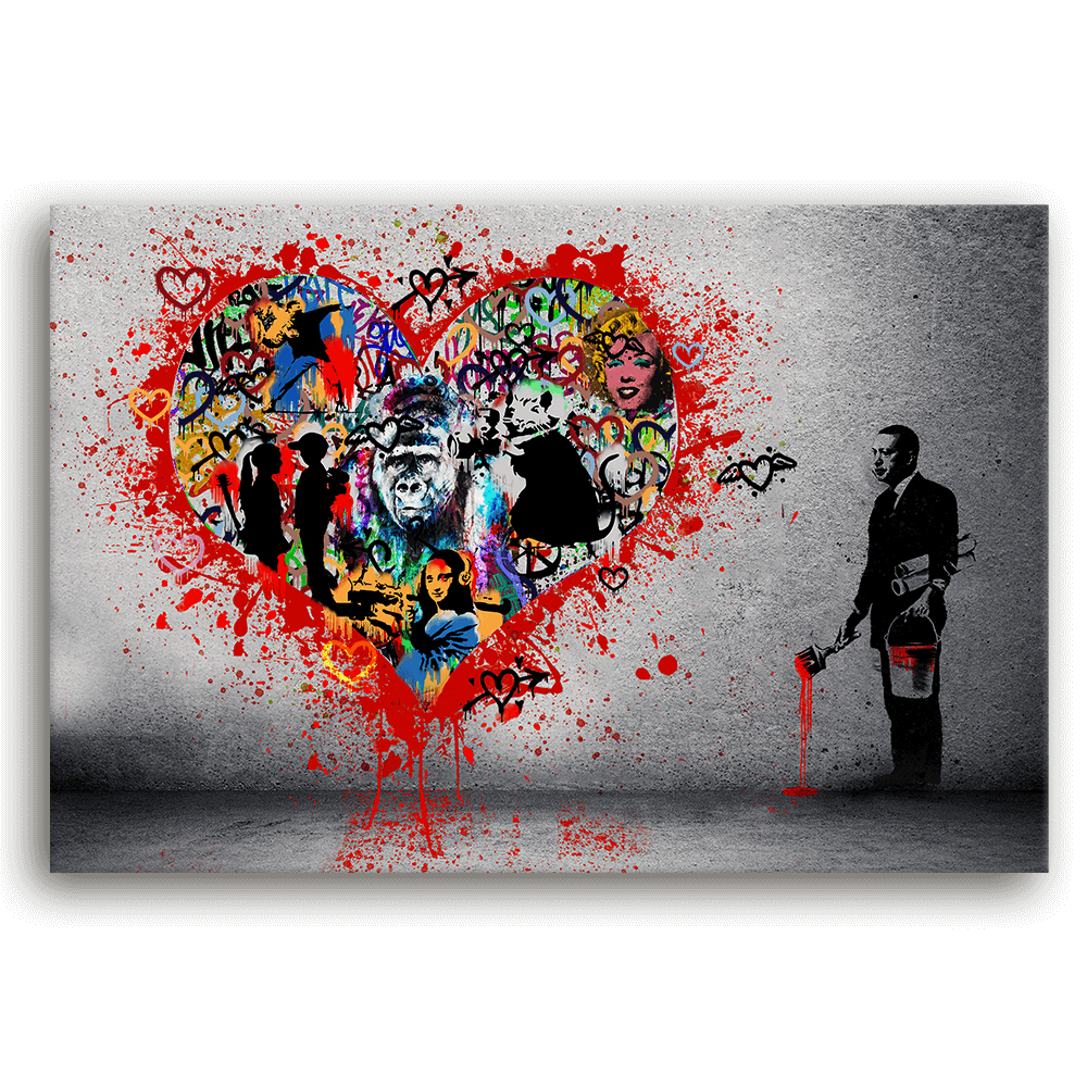 Leinwandbild - BANKSY INSPIRED - MAKE LOVE NOT WAR