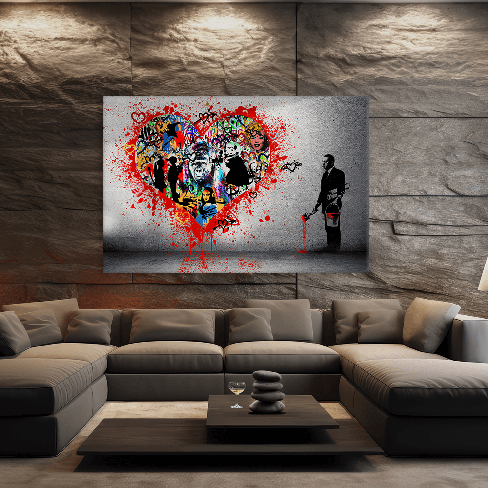 Leinwandbild - BANKSY INSPIRED - MAKE LOVE NOT WAR