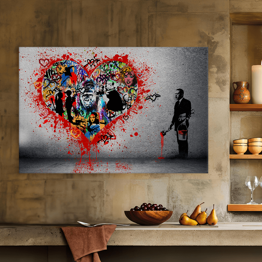 Leinwandbild - BANKSY INSPIRED - MAKE LOVE NOT WAR