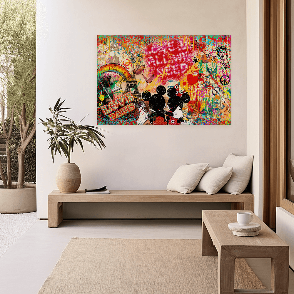 Leinwandbild - MICKEY MEETS BANKSY - LOVE IS ALL WE NEED No. 4