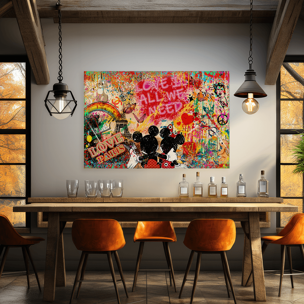 Leinwandbild - MICKEY MEETS BANKSY - LOVE IS ALL WE NEED No. 4