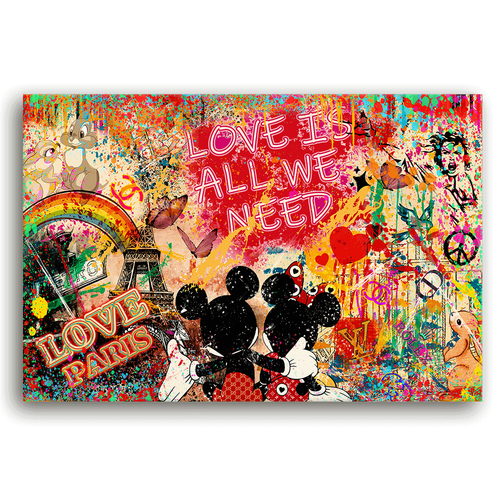 Leinwandbild - MICKEY MEETS BANKSY - LOVE IS ALL WE NEED No. 4