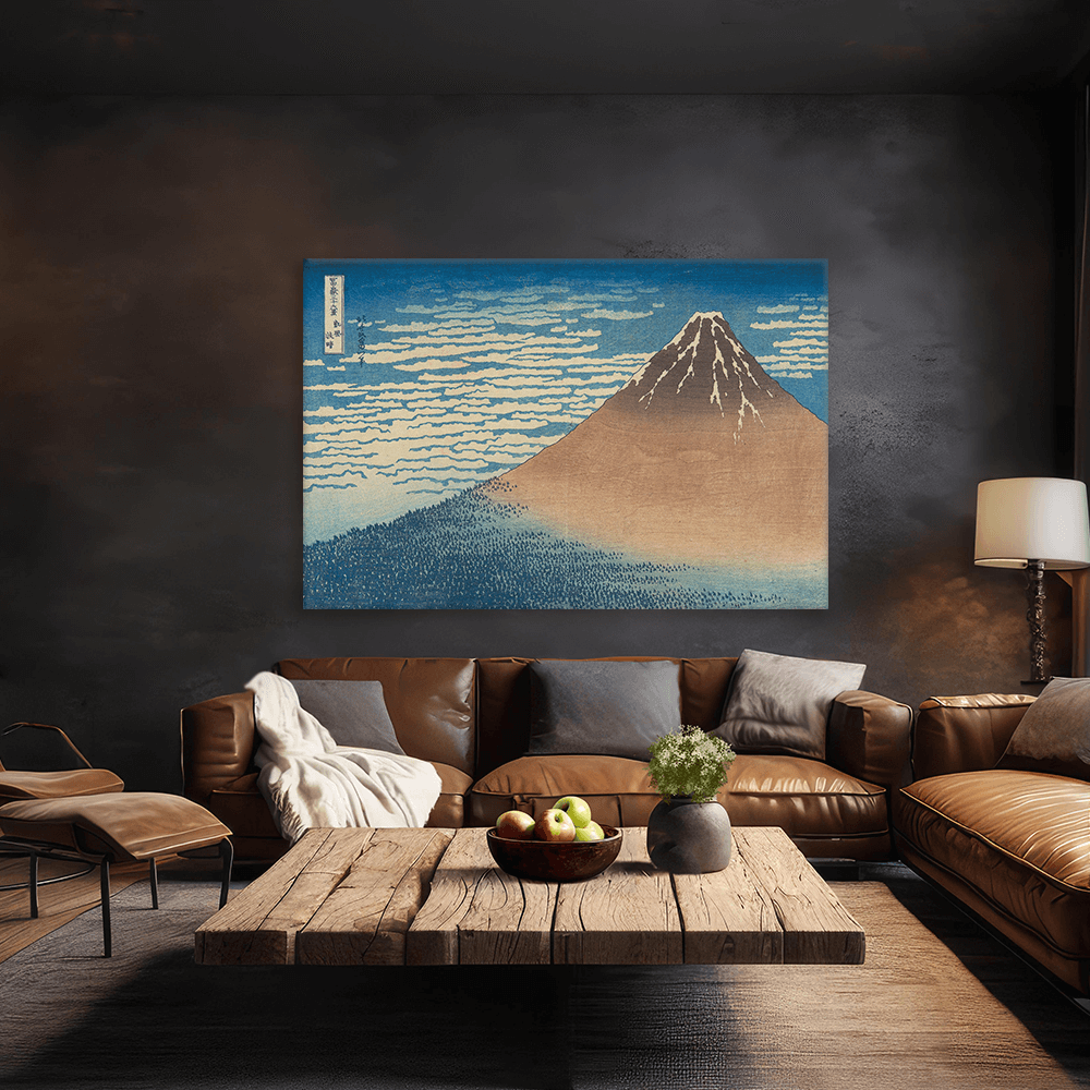 Leinwandbild - Katsushika Hokusai - Feiner Wind, Klarer Morgen (Roter Fuji)