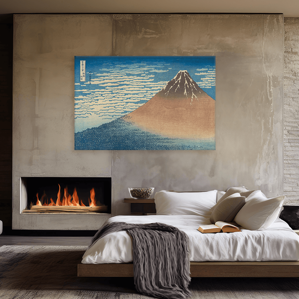 Leinwandbild - Katsushika Hokusai - Feiner Wind, Klarer Morgen (Roter Fuji)