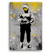 Leinwandbild - Flying Cooper - Smiley Soldier - Banksy inspired