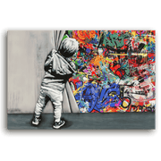 Leinwandbild - Behind the curtain - Hinter dem Vorhang - Banksy inspired