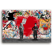 Leinwandbild - Albert & Charlie - Follow your Heart / Make love not war - Banksy inspired