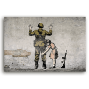 Leinwandbild - Girl searching soldier - Banksy inspired