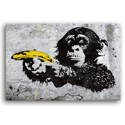 Leinwandbild - Monkey with banana gun - Banksy inspired