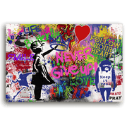 Leinwandbild - Never give up - Banksy inspired